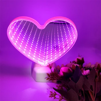 3D светодиодный ночник, лампа в виде сердца любви, зеркало с обеих сторон для домашней спальни, свадебное украшение на День Святого Валентина, подарки для детей и девочек