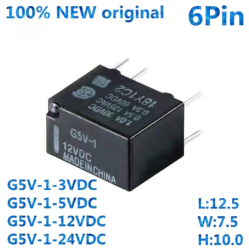 10шт 100% новое Оригинальное Мини-Сигнальное реле G5V-1 5VDC G5V-1-12VDC G5V-1-24VDC G5V-1 G5V-1 3VDC 5VDC 12VDC 24VDC 6Pin