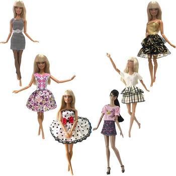 NK 6 Комплект Красивая юбка принцессы Модное Повседневное платье Вечернее платье Одежда для отдыха для Барби Аксессуары Кукла Девочка Подарочная игрушка