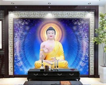 Обои на заказ 3d статуя Будды Buddha papel de parede гостиная фотообои ТВ фон настенное украшение храма живопись обои