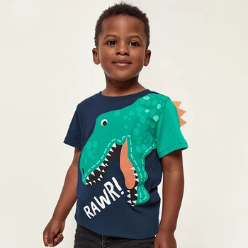 Детские футболки с рисунком Свирепого Динозавра, Одежда для мальчиков, Летняя Футболка для мальчиков 3-8 лет, Хлопковая футболка с коротким рукавом