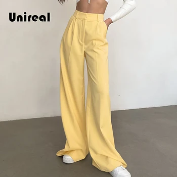 Unireal 2023 Лето Осень Уличная одежда Женские широкие брюки с высокой талией Офисные женские повседневные брюки-блейзеры Модные низы