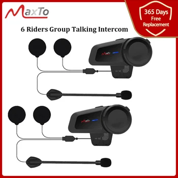 MAXTO M2 Мотоциклетный Шлем Гарнитура 6 Райдеров Групповой Разговор Домофон Bluetooth 5,0 FM-Радио Совместим с Любыми Наушниками Наушники
