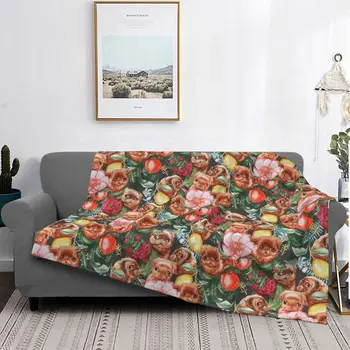 Одеяло с растениями и мопсами, Флисовый текстильный декор для собак, Дышащие ультрамягкие пледы для кровати, дивана, коврика