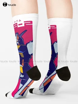 204 Носка Pop Gundam, черные футбольные носки Носки удобные, лучшие спортивные для девочек, милый рисунок, забавный Осенний рождественский подарок из мультфильма