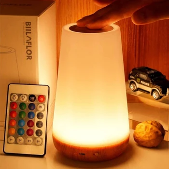 13-Цветная сенсорная лампа светодиодная настольная лампа с датчиком Портативная прикроватная спальня RGB с регулируемой яркостью USB Перезаряжаемый ночник для детей Подарок