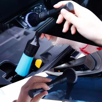 Модернизированная щетка для детализации автомобиля, автоматическая щетка для чистки с круглой головкой и пластиковой ручкой для внутренней и внешней приборной панели M4YD