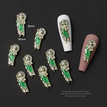 10шт 3D Подвески для ногтей San Judas Роскошные Металлические Украшения для ногтей, Позолоченные Стразы, Кристалл, Аксессуары для украшения маникюра своими руками
