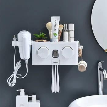 Автоматическая соковыжималка для зубной пасты GURET, Многофункциональный Стеллаж для хранения в ванной, Настенный Держатель зубной щетки, Аксессуары для домашней ванной комнаты