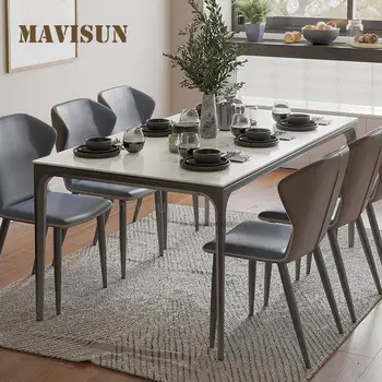 Роскошная столовая мебель из мрамора на заказ, высококачественное сочетание современного обеденного стола и стульев, кухонный стол для ресторана