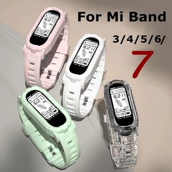 Для Xiaomi Mi Band 6 5 4 3 7 Ремешок Прозрачный силиконовый сменный браслет розовозеленого цвета браслет Xiomi M Miband band6 Ремешки