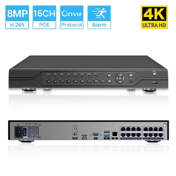 16CH 4K 8MP CCTV POE NVR Сетевой Видеомагнитофон Для 48V POE Камеры Распознавания Лиц XMEye Cloud H.265 Система Видеонаблюдения NVR