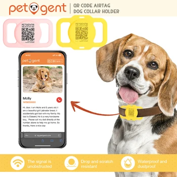 Силиконовый защитный чехол для собачьего ошейника Airtag с QR-кодом, идентификационные бирки для домашних животных, персонализированная подвеска с защитой от потери, ошейник для кошек, аксессуары для домашних животных