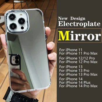 Роскошный Корейский Серебристый Косметический Зеркальный Мягкий Силиконовый Чехол Для iPhone 14 Pro Max 13 12 11 XS XR 14 Plus Protect Противоударный Чехол