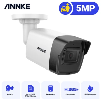 ANNKE 5-Мегапиксельная PoE IP-Камера Безопасности с Пуленепробиваемым Объективом 2,8 ММ, Камера Super HD с Удаленным Доступом и Обнаружением движения, Встроенным Микрофоном Наблюдения
