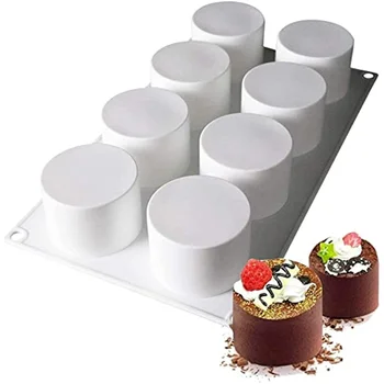 Сделай сам, Форма для муссового торта, цилиндрическая форма для кексов с 8 полостями, Силиконовая Форма для ароматерапевтических свечей, декоративные кухонные Принадлежности для выпечки