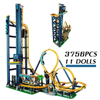 3756 шт. строительных блоков парка аттракционов Loop Roller Coaster для рождественских подарков, совместимых с 10303