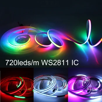 WS2811 IC RGB Полноцветная Светодиодная Лента COB DC 12V 24V Адресуемая Smart RGBIC Гибкая Цифровая Пиксельная Лампа Высокой Плотности Dream Color Light