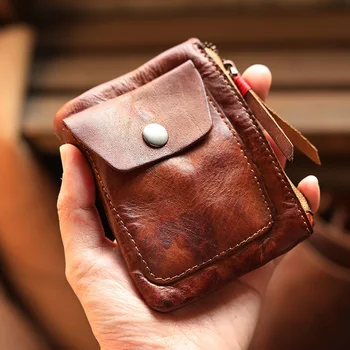 AETOO May, винтажное портмоне цвета хаки, мужская мини-компактная сумка для самовывоза из растительного дубления, женская маленькая сумочка