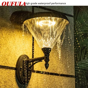 Уличный солнечный настенный светильник OUFULA, светодиодный водонепроницаемый современный креативный светильник-бра для украшения крыльца дома