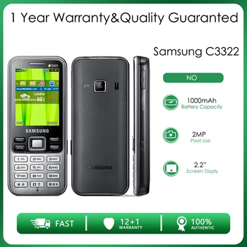 Оригинальный Samsung C3322 C3322i мобильный телефон с 2,2-дюймовым экраном и аккумулятором емкостью 1000 мАч GSM 900 / 1800 Разблокированный мобильный телефон