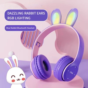 RGB Светодиодная подсветка, Bluetooth-совместимые наушники 5.0, игровые наушники с кошачьими ушками, Проводная гарнитура, наушники для геймеров, Спортивные стереонаушники Hi-Fi