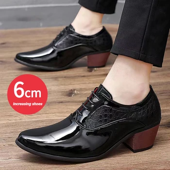 Qmaigie/ Обувь, увеличивающая рост, мужская обувь на лифте, свадебная обувь, кожаная мужская обувь для вечеринок на высоком каблуке с острым носком, обувь для парикмахера-стилиста