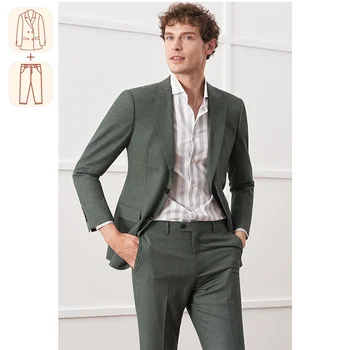 (Подлинная роскошь) Новый костюм мужской Итальянский повседневный приталенный Свадебный костюм Костюм жениха мужской серо-зеленый, платье сенатора