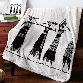 Африканская женщина, Этнический фарфор, Зимнее теплое кашемировое одеяло для кровати, Шерстяные одеяла для офиса, покрывало