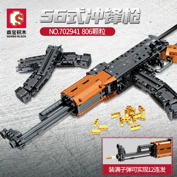 906 шт., игрушки-штурмовая винтовка, строительные блоки, модель военного оружия, обучающие игрушки для стрельбы, фигурки, Совместимые игрушки для мальчиков