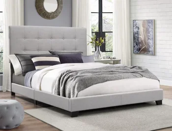 Кровать с мягкой обивкой Florence Gray, полноразмерный каркас кровати, полный каркас кровати, мебель для спальни размера 
