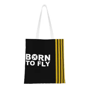 Born To Fly Captain Stripes Flight Pilot, сумки для покупок, Холщовая сумка для покупок, сумка для авиации, сумка для самолета