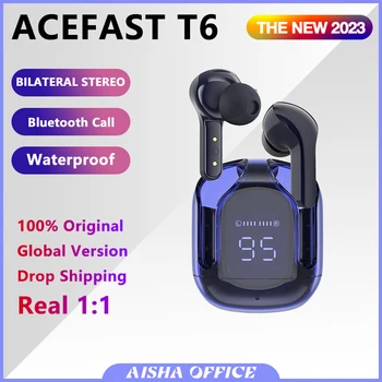 Беспроводные Bluetooth-наушники Acefast T6 Со светодиодным дисплеем Наушники с шумоподавлением TWS Спортивные игровые гарнитуры Красочные наушники с микрофоном