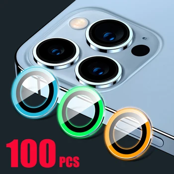 100шт Светящийся Объектив Камеры Светящийся Протектор Экрана Защитная Задняя Пленка Из Закаленного Стекла Для iPhone 14 Pro Max 13 Mini 12 11