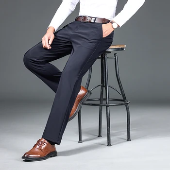 2023 Мужские деловые высококачественные повседневные Элегантные брюки из эластичного хлопка Мягкие брюки Мужской брючный костюм