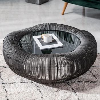 Креативная мебель в скандинавском стиле, легкий роскошный журнальный столик из круглого стекла, современный простой журнальный столик в гостиной