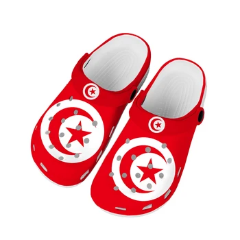 Домашние сабо с Тунисским флагом, Водонепроницаемая обувь на заказ, Мужская Женская Обувь для подростков, Тунисская обувь, Садовые Сабо, Дышащие Пляжные тапочки с отверстиями