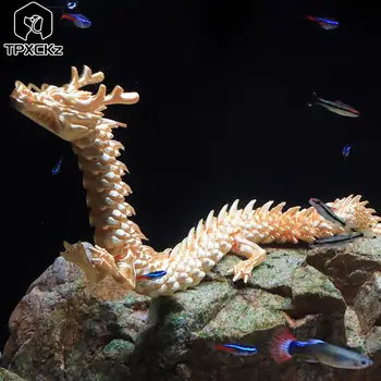 Сочлененный аквариум с рыбками-драконами, Ландшафтный декор, Китайский Длинный Гибкий орнамент, Игрушечная модель, Украшение домашнего офиса