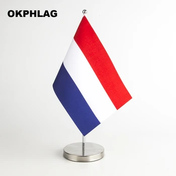 Настольный флаг Нидерландов с подставкой 14*21 см, настольные баннеры на заказ для вечеринки в офисе KS-0076