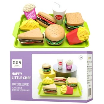 Детский набор игрушек для гамбургеров Мини-бургер Картофель Фри, кухонный набор западной кухни, имитирующая игрушечную модель еды, детский подарок