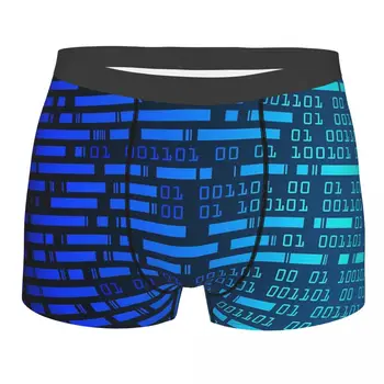 Синие трусы с бинарным кодом Cyber Pattern, дышащие трусики, мужское нижнее белье, сексуальные шорты, трусы-боксеры