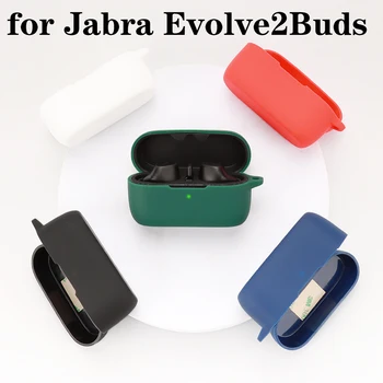Для Jabra Evolve 2 Buds Чехол однотонный силиконовый чехол для наушников Bluetooth Противоударная коробка аксессуаров для наушников с крючком