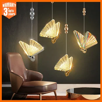 Скандинавские СВЕТОДИОДНЫЕ подвесные светильники-бабочки, Подвесная лампа для внутреннего освещения прикроватной тумбочки, гостиной, столовой, кухни pendente