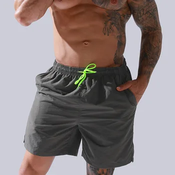 Мужские быстросохнущие плавки, шорты для купания с регулируемым шнурком, Пляжные повседневные летние шорты с карманами