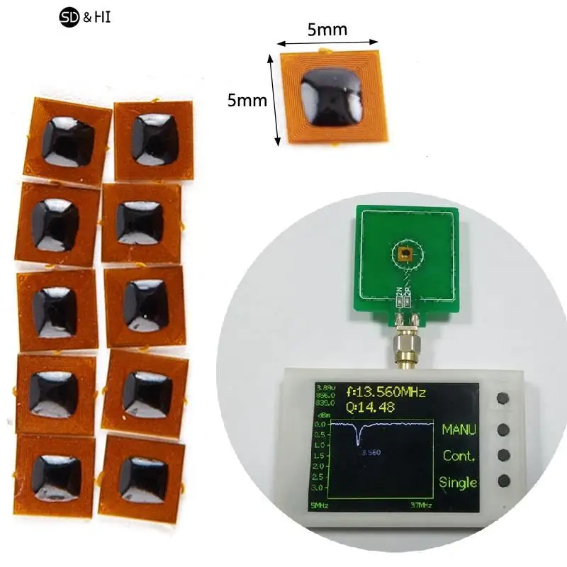 5шт Программируемый 5*5 мм Micro FPC NFC Ntag213 RFID наклейка-метка с диапазоном считывания 1 мм