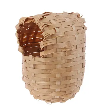 Гнездо колибри ручной работы, плетеный из натурального бамбука Скворечник, Уличная птичья хижина для воробья, гнездо для маленького зяблика