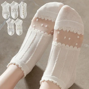 5 Пар / лот, женские носки, летние тонкие белые короткие носки с низкой трубкой, комплект прохладных носков, дышащие эластичные высококачественные модные носки Kawaii Ankle Sox