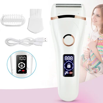 Женский безболезненный электрический эпилятор с ЖК-USB-аккумулятором для удаления волос с бороды, Женские станки для бритья, Портативный женский триммер для волос