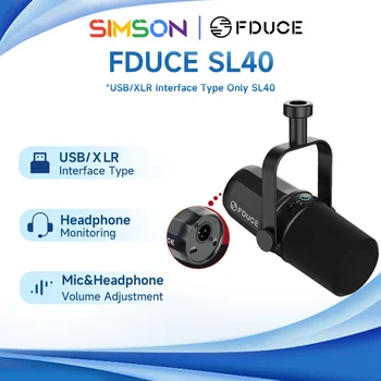 Динамический микрофон FDUCE SL40X/SL40 USB/XLR Со встроенным выходом на гарнитуру и звукоизоляцией Для подкастов, Игр, прямых трансляций