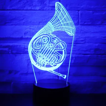 3D светодиодный ночник Музыкальный Саксофон с 7 цветами света для украшения дома Лампа Потрясающая визуализация Оптический Музыкальный инструмент
